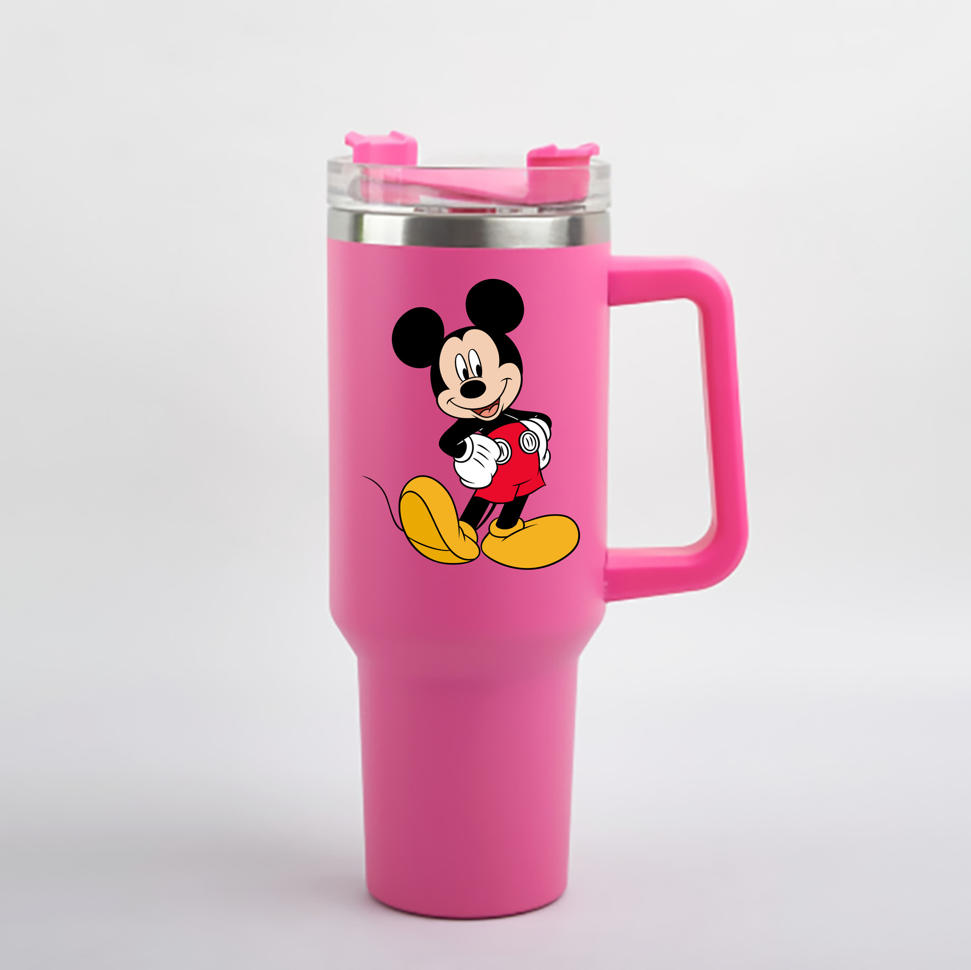 （画像用） ミッキーマウス Mickey Mouse 1200mL車用タンブラー - クリスタルステッカー（プラスチックストロー付き）